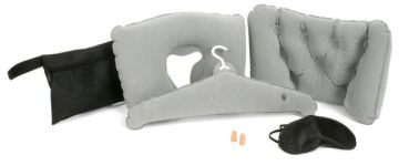 Набор дорожный: подушка шейная, подушка поясничная, вешалка, беруши, очки в футляре из полиэстра