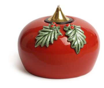 Лампа масляная красная с листьями в наборе с двумя картриджами, керамика