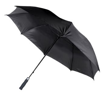 Зонт-трость противоштормовой полуавтомат черный, нейлон