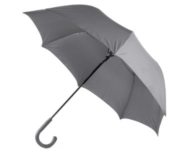 Зонт-трость противоштормовой полуавтомат серый, нейлон