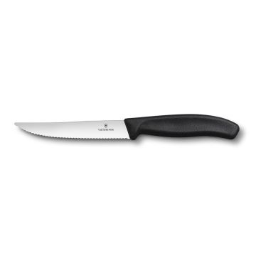 Нож для стейка 12 см черная ручка волнистый набор 2шт. Victorinox