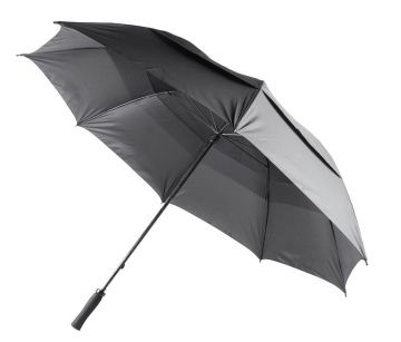 Зонт-трость сопровождения противоштормовой механический чёрный, нейлон