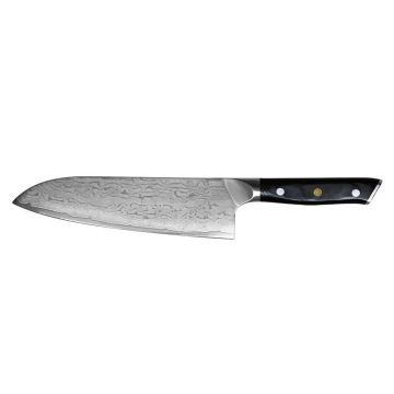 Нож японский поварской 17,5 см Сантоку дамасская сталь Premium черная ручка P.L. Proff Cuisine