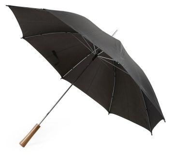 Зонт-трость противоштормовой механический черный, полиэстер