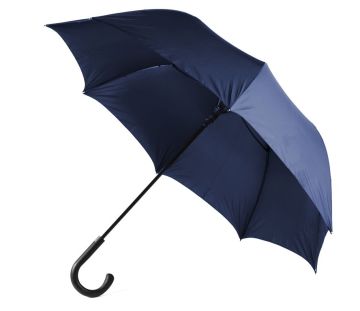 Зонт-трость противоштормовой полуавтомат синий, нейлон