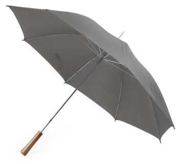 Зонт-трость противоштормовой механический серый, полиэстер