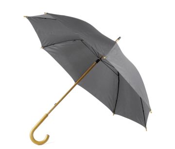 Зонт-трость механический серый, полиэстер