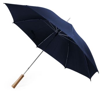 Зонт-трость противоштормовой механический синий, полиэстер