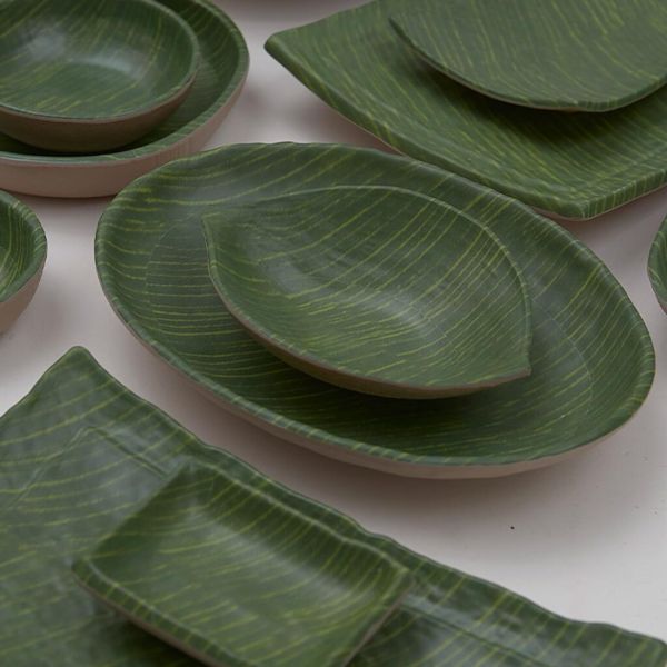 Блюдо 23*13*3,5 см овальное Лист Green Banana Leaf пластик меламин P.L. Proff Cuisine