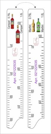 Линейка Campari (0.75 л./1 л.)/ Martini (0.75 л./1 л.) L=28 см. В=2 см. /1/