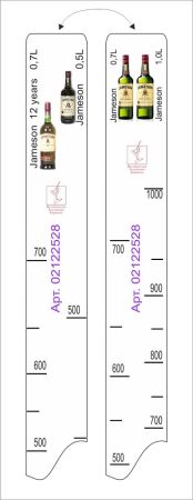 Линейка Jameson (0.7л./1л.)/ Jameson 12 лет (0.7л./1л.) L=28 см. В=2 см. /1/