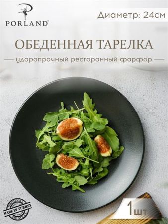 Тарелка 24 см безбортовая фарфор цвет черный Seasons