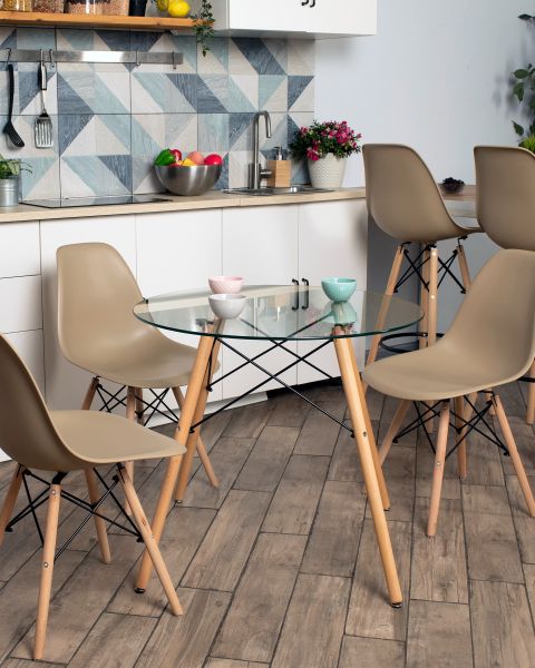 Стол Eames DSW D80 стеклянный