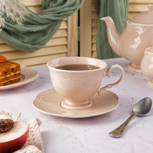 Чайная пара 285 мл белая d 10,2 см h7,8 см Aristocrat Peach Tea Noble [6]