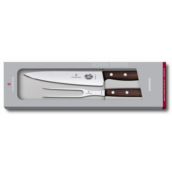 Набор Victorinox: универсальный нож 19 см + вилка для мяса 15 см, ручка розовое дерево