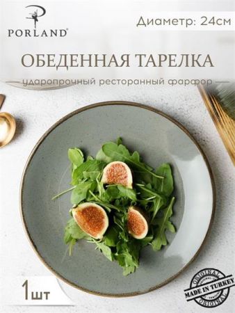 Тарелка 24 см безбортовая фарфор цвет темно-серый Seasons