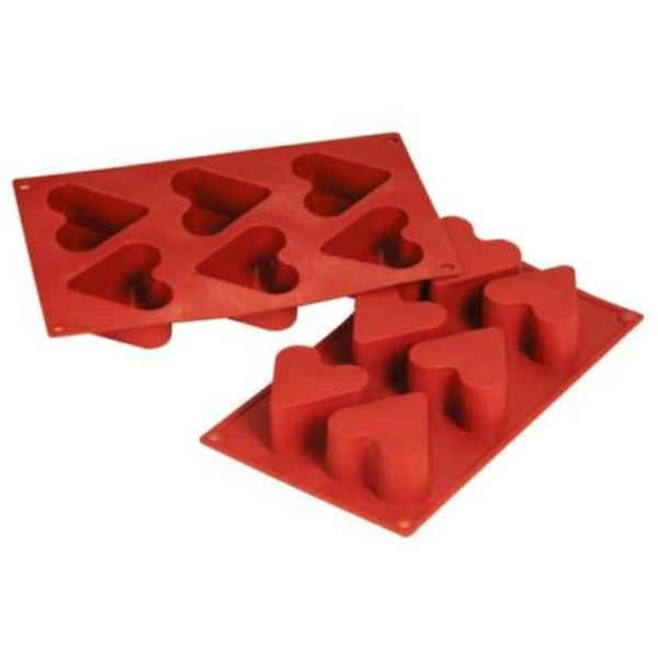 Форма силиконовая P.L. Proff Cuisine "Сердце" 6 ячеек d 65 мм, h 40 мм (30*17,5 см)